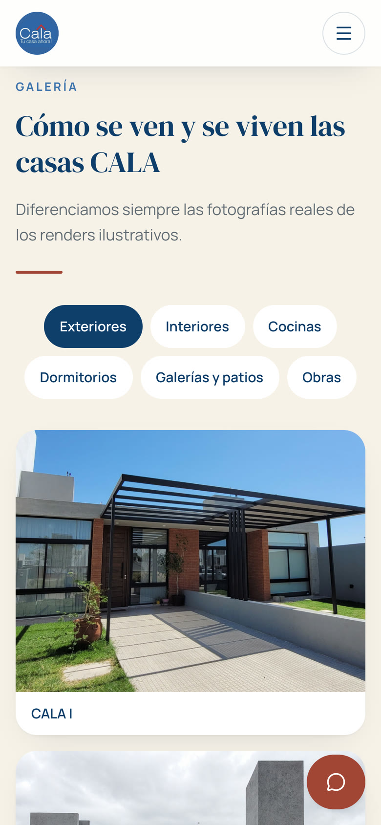 Galería de CALA con filtros por ambiente